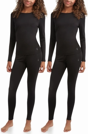 Spyder Women's Thermal Underwear Set - 4 Piece Brushed Back Fleece Lined Long Johns Base Layer Set for Women (Sizes: S-XL)