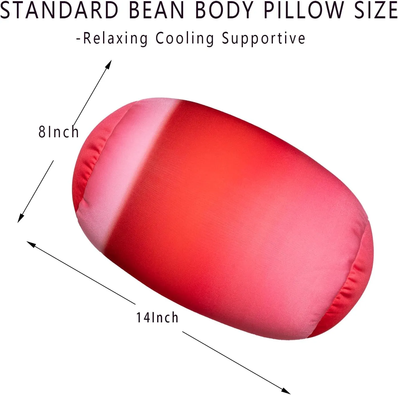 Squish Bean Bed Microbead Pillow Bolster Tube Body Pillow Smooth Cool Touch Fabric Neck & Back Support Throw Travel Pillow Fun Colors (Red Colorful)