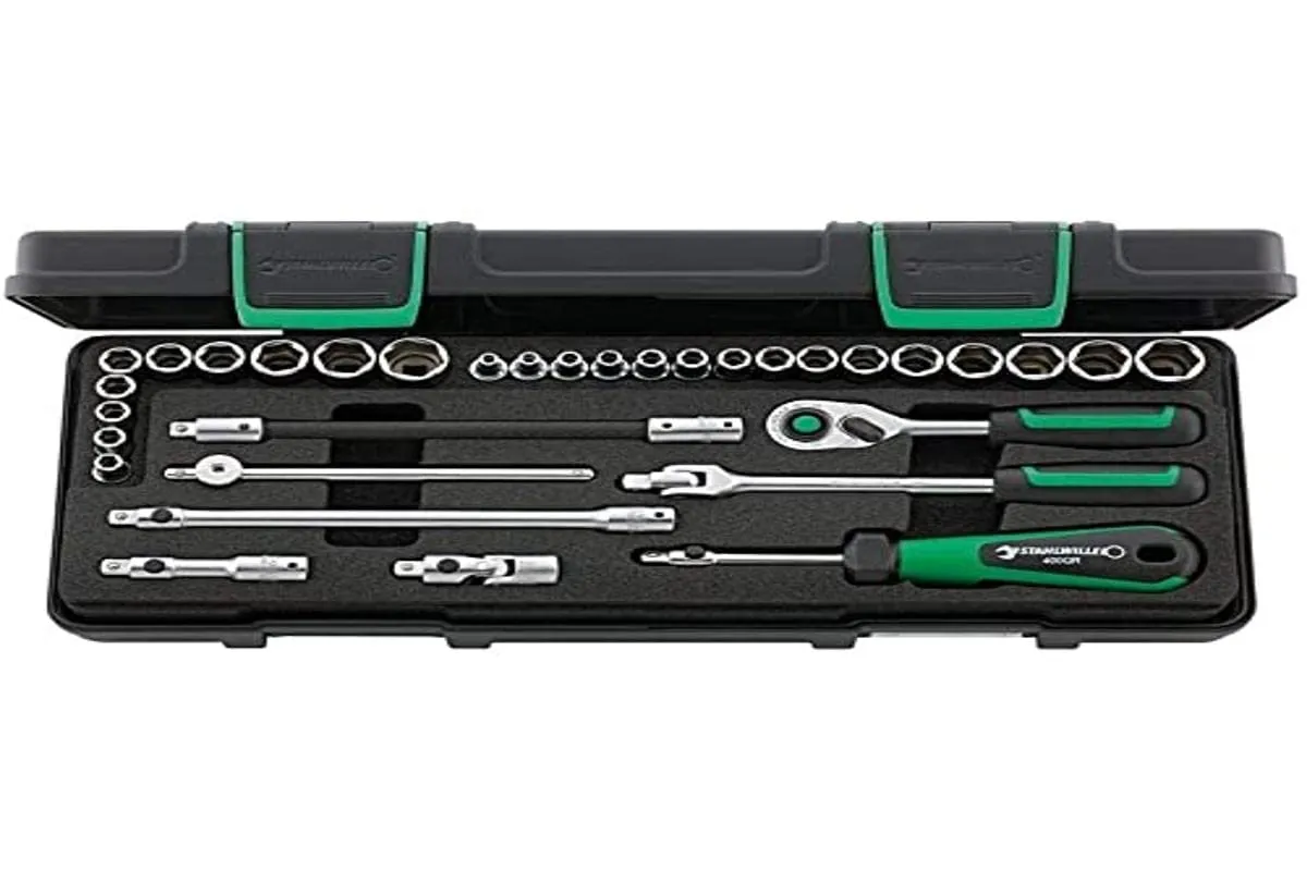 Stahlwille 96010107 1/4" Socket Set - 33 Piece Set with Hexagon Sockets, Ratchet, Extensions, Universal Joint, and More - High-Performance Quality Tools Made in Germany