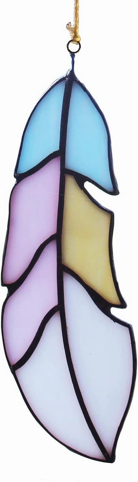 Stained Glass Feather Window Hangings Tiffany Art Colored Glass Sun Catcher Ornament for Wall Window and Party Decoration and Gift IdeaPendant
