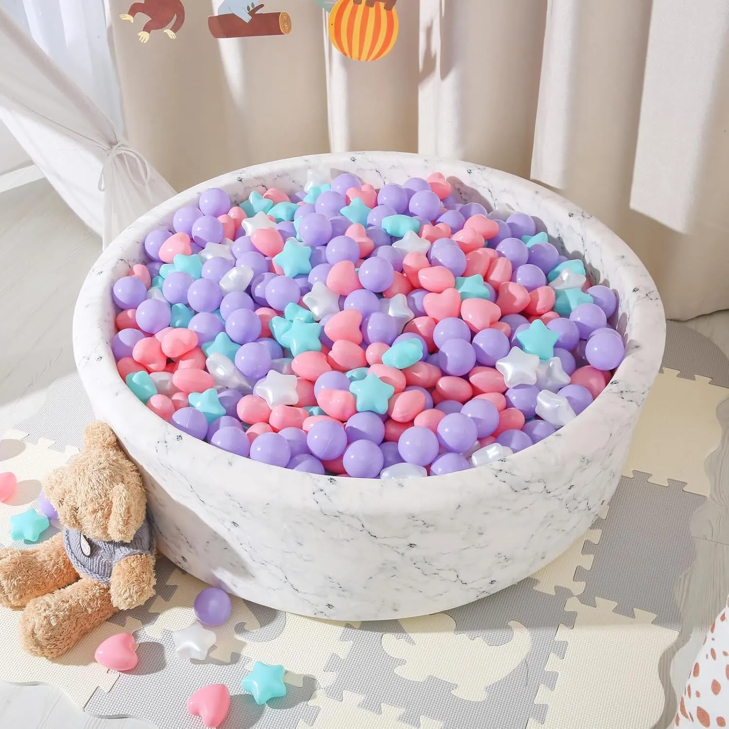 Star Ball Pit Balls for Toddlers -100pcs Phthalate Free BPA Free Crush Proof Play Balls Play Tent Pool Playhouse Playpen Party Banner Decoration.