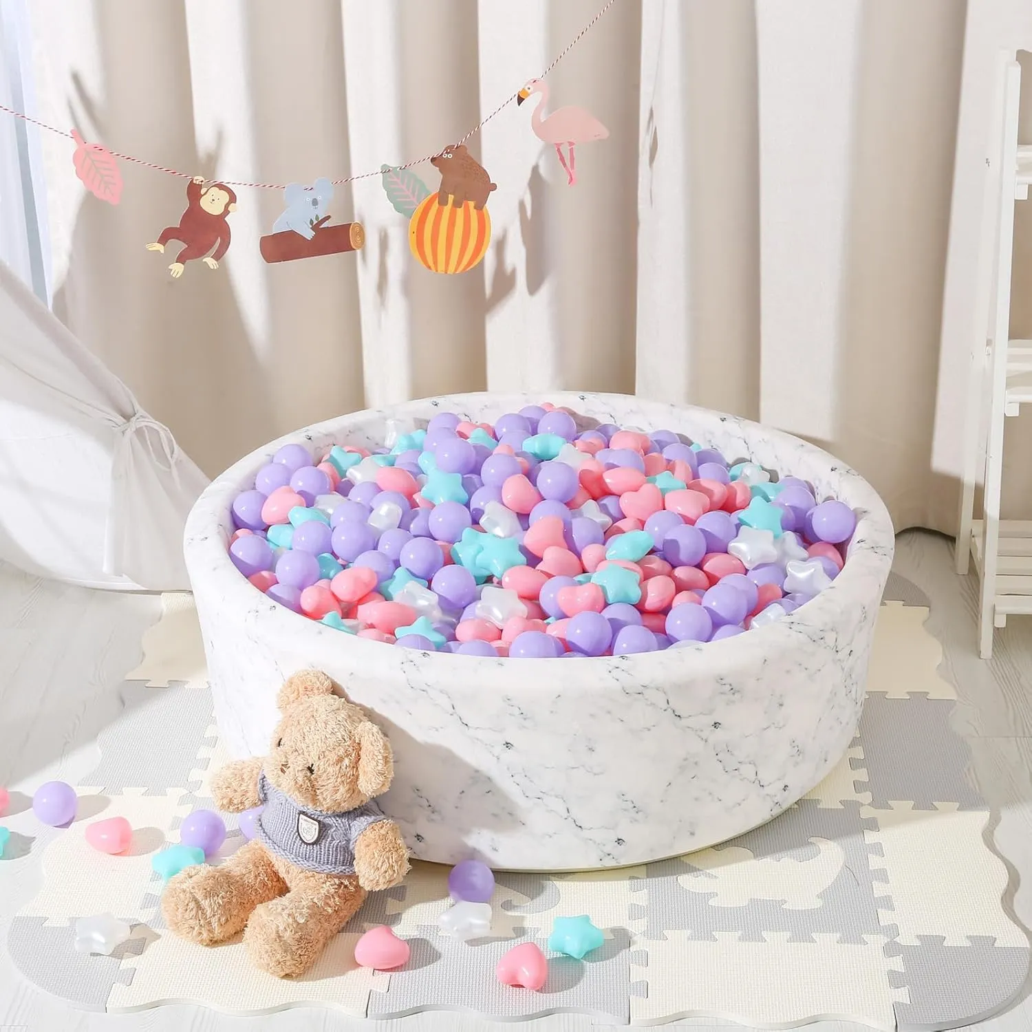 Star Ball Pit Balls for Toddlers -100pcs Phthalate Free BPA Free Crush Proof Play Balls Play Tent Pool Playhouse Playpen Party Banner Decoration.