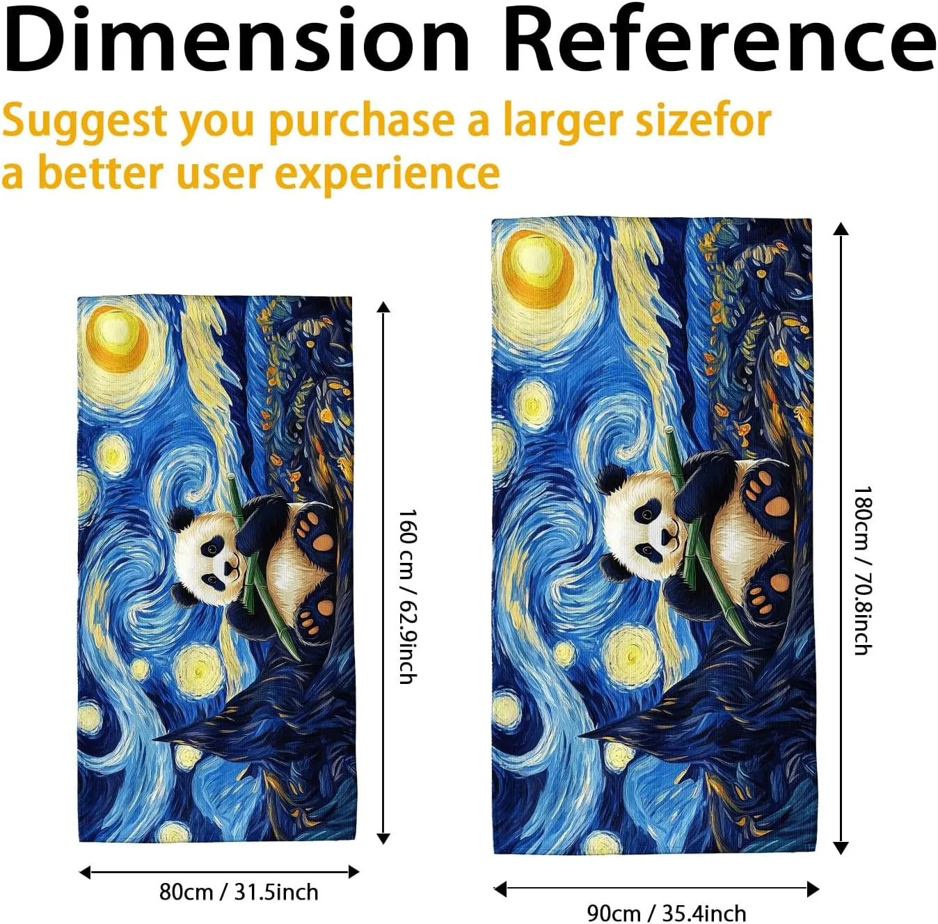 Starry Night Panda Microfiber Beach Towel Colorful Art Soft Sand Free Quick Dry Lightweight Blanket for Travel Camping Pool Picnic Essentials 70x35 Inch