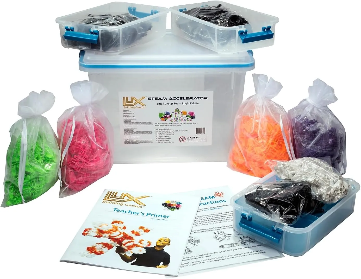 Steam Accelerator Small Group Set - Flexible and Versatile Builds for School Programs or Group Therapy (720 Pieces) Bright Colors