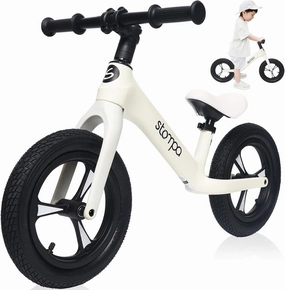 stompa Toddler Balance Bike for 3 to 6 Years Old Girls Boys 12 Inch Push Training Bicycle with Adjustable Seat, Air Rubber Tires, No Pedal Sport Bikes for Kids