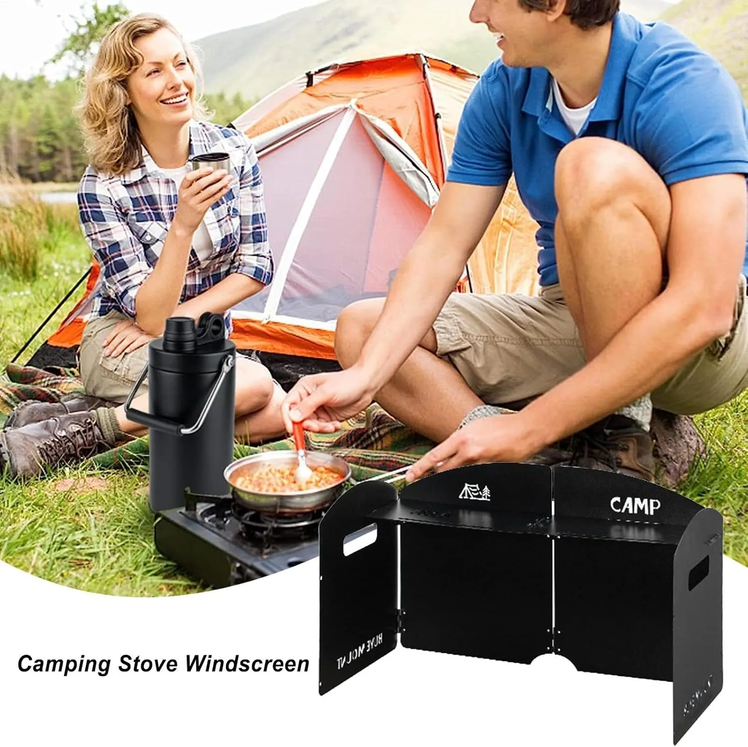 Stove Wind Screen - Camping Stove Windscreen | Folding Stove Windscreen | Thickening Camping Stove Windscreen | Portable Burner Wind Blocker With Storage Bag For Backpacking Outdoor