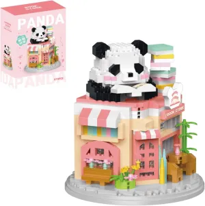 Street View Bookstore Mini Building Blocks,872 Pieces Cute Panda Animal Micro Building Sets,Simulation Architecture Construction Toy,Creative Gifts for Adults Boys Girls 12 