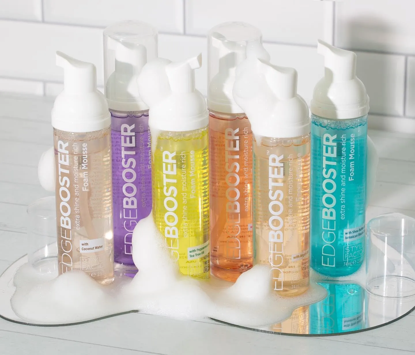Style Factor Edge Booster Extra Shine Foam Wrap Moisture Rich Foam Mousse 9 Oz (with Shea Butter & Jamaican Black Castor Oil)
