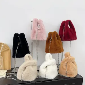 Stylish Imitation Fur Vest Hand Plush Shoulder Bags