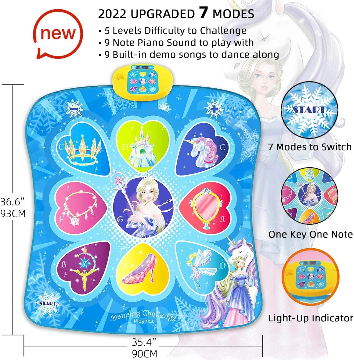 SUNLIN Dance Mat, Gifts Toys for Girls 3 4 5 6 7 8 Years Old, Frozen Theme Toys, Dance Pad with 7 Game Modes, 5 Challenge Levels, 9 Built-in Music, Birthday Gifts for Kids Ages 3-12