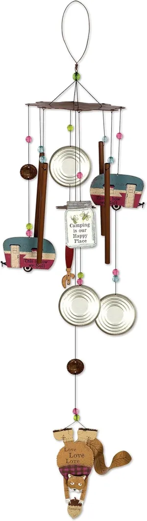 Sunset Vista Designs Squirrel Loves Camping Wind Chime, 39"