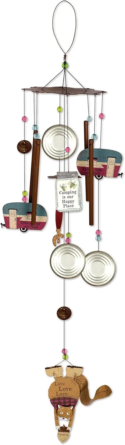 Sunset Vista Designs Squirrel Loves Camping Wind Chime, 39"