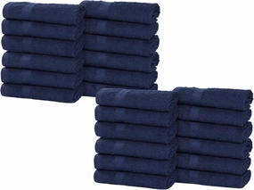 Superior 24-Piece Cotton Face Towel/Washcloth Set, Small Towels for Facial, Spa, Resort, Quick Wash, Gym, Resort, Bathroom Essentials, Master/Guest Bath Decor, Soft, Franklin Collection, Blue