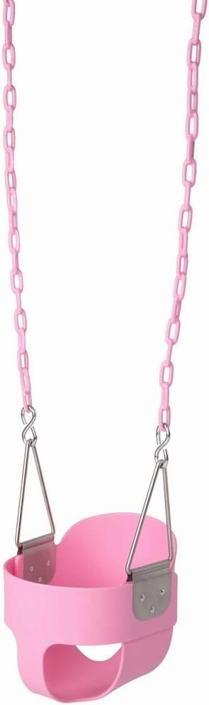 Swing Set Highback Full Bucket Swing Chair, High Back Full Bucket Toddler Swing Seat, High Back Full Bucket Toddler Swing Set with Plastic Coated Chains for Indoor Outdoor Playground