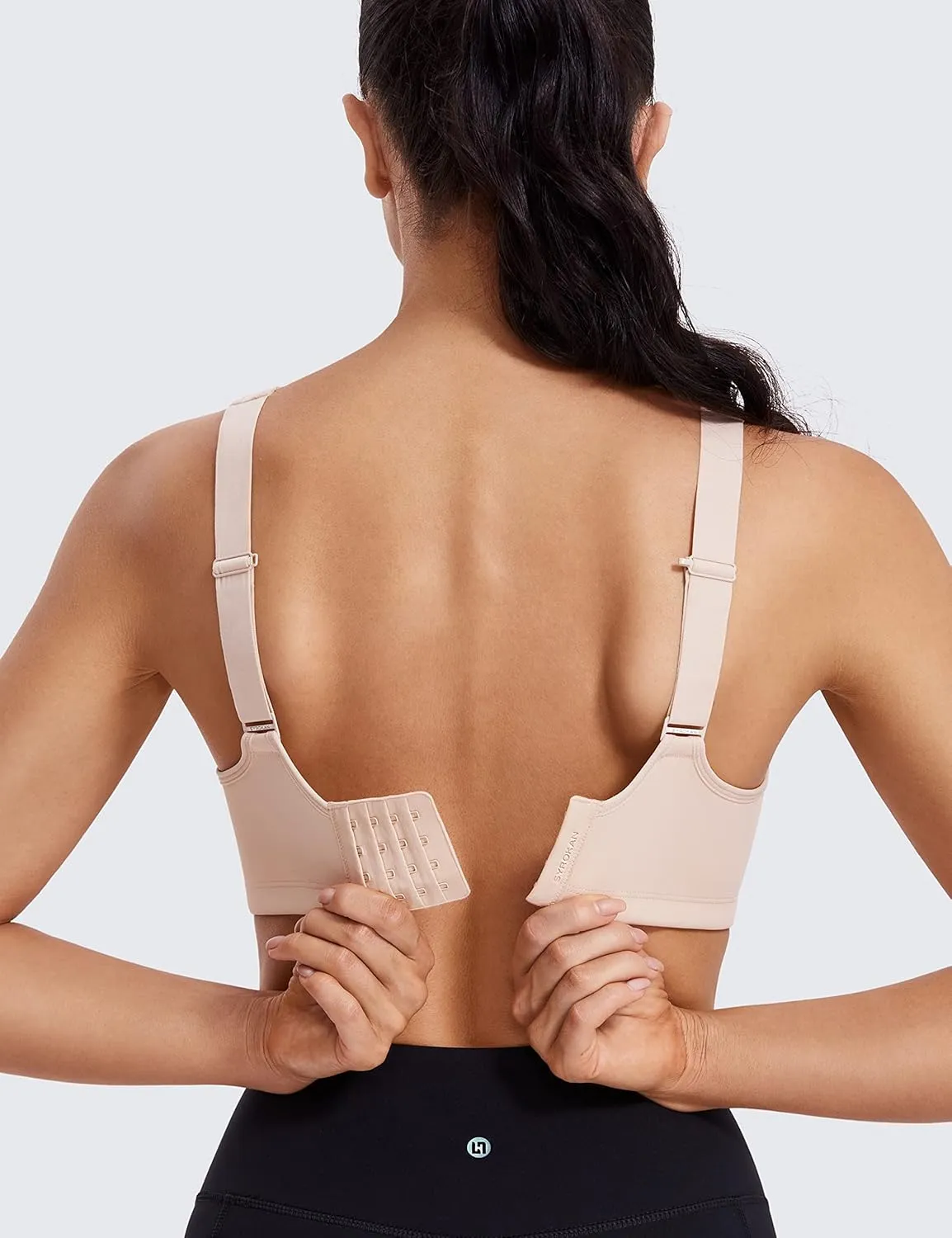 SYROKAN High Impact Sports Bras for Women High Support No Uniboob Underwire Adjustable Cross Back Bra