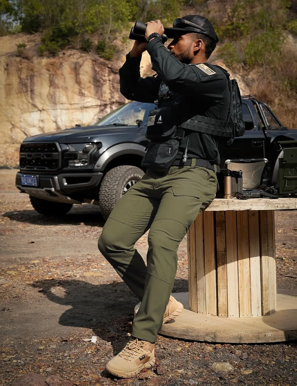 Tactical Pants Men's Flex Ripstop Water-Resistant Lightweight Stretch Cargo Trousers for EDC Outdoor Work Hiking