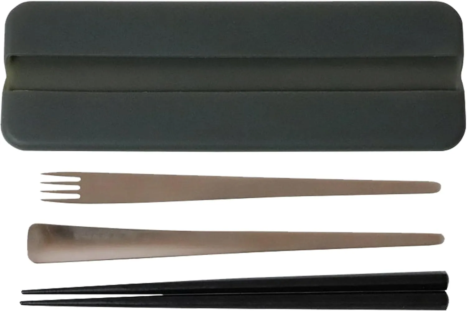 Takenaka Slim Portable Cutlery Set - Spoon, Fork, Wooden Chopsticks with Silicone Case - Dishwasher-safe - Designed in Japan