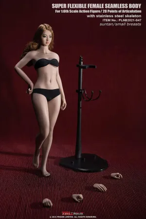 TBLeague 1/6 Scale 12 inch Female Super Flexible Seamless Figure Body, Steel Bone Well-Proportioned Small Breasts Collectible Action Figures with Suntan Skin(PLSB2021-S47)
