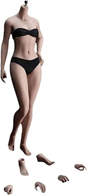 TBLeague 1/6 Scale 12 inch Female Super Flexible Seamless Figure Body, Steel Bone Well-Proportioned Small Breasts Collectible Action Figures with Suntan Skin(PLSB2021-S47B)