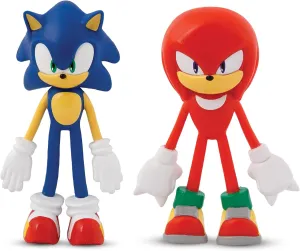 TCG Toys FleXfigs: Sonic & Knuckles - 2 Character Pack - Sonic The Hedgehog Articulated Action Figures, Flex It - Pose It!, Collectible Toy Miniatures, Kids 3 