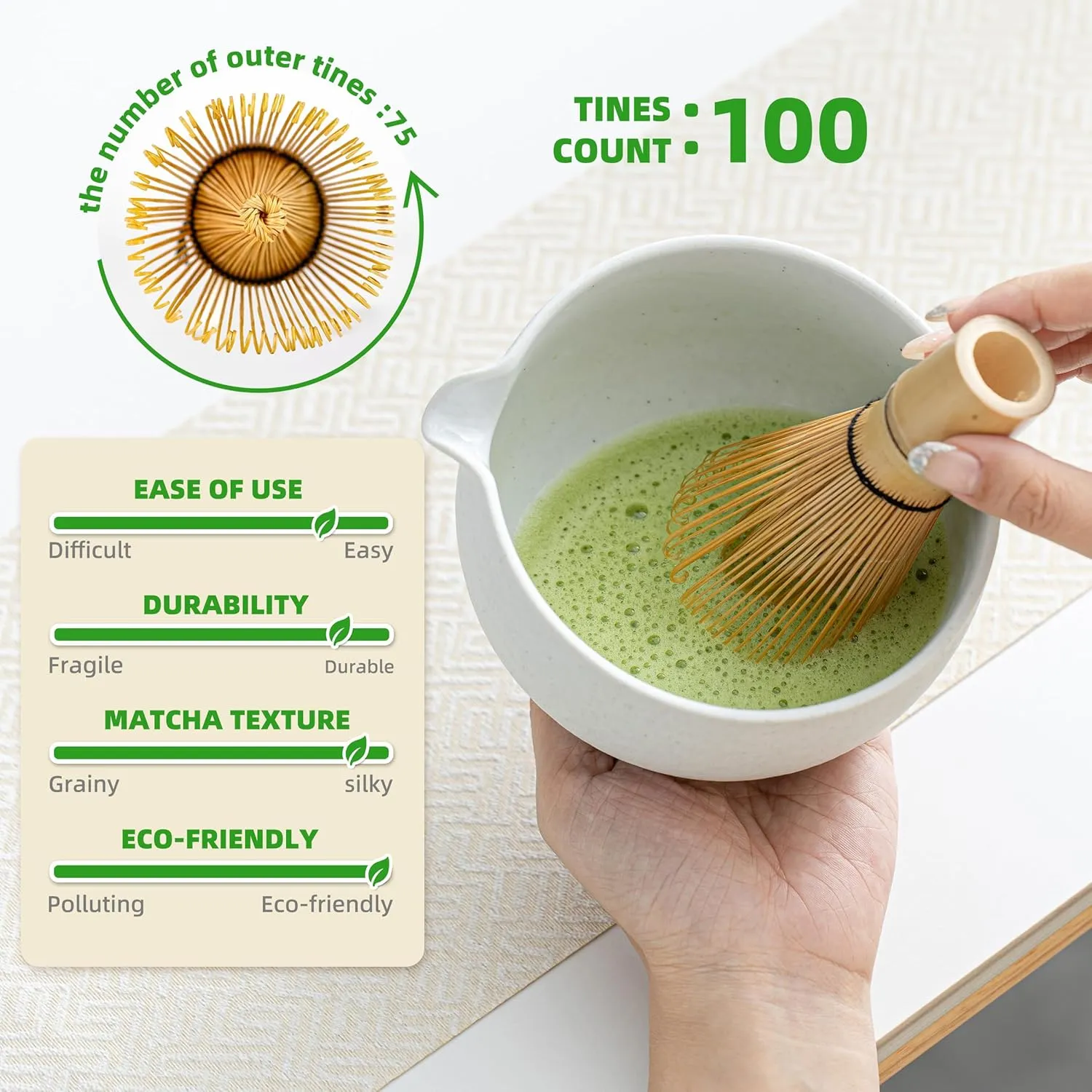 TEANAGOO Matcha Whisk Set,7 Pcs Matcha Set Lt.Grey,Matcha Kit for Ceremony,Matcha Tea Set for Making Breakfast/Latte,Matcha Whisk Set and Bowl with All Accessories,Gift for Matcha Lover/Friend/Family