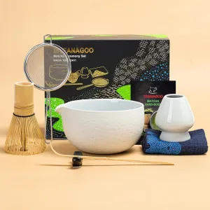 TEANAGOO Matcha Whisk Set,7 Pcs Matcha Set Lt.Grey,Matcha Kit for Ceremony,Matcha Tea Set for Making Breakfast/Latte,Matcha Whisk Set and Bowl with All Accessories,Gift for Matcha Lover/Friend/Family