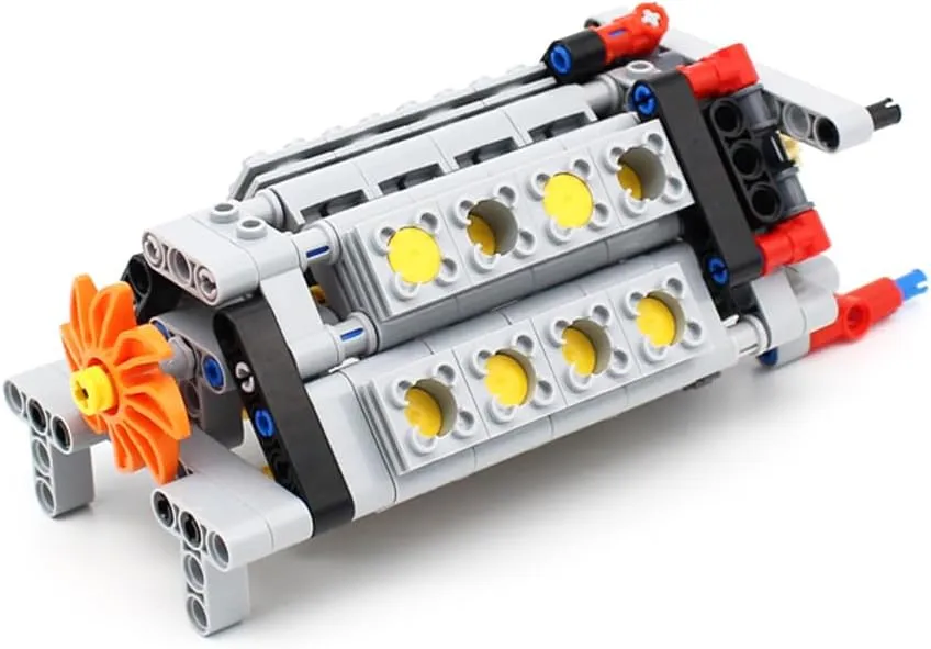 Technic Gearbox with V16 Engine Model Kit, Technic Gear Box Pieces Compatible with Major Brand Blocks Model, Technic Replacement Pieces