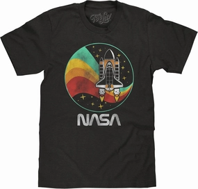 Tee Luv Men's NASA Space Shuttle Shirt - NASA Worm Logo Stars T-Shirt