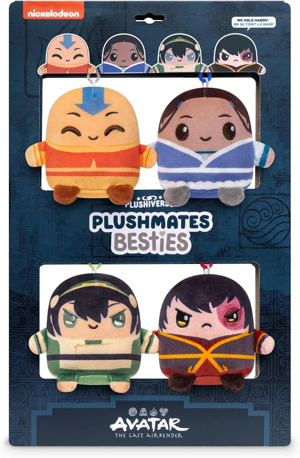 Teeturtle Avatar The Last Airbender Besties Keychains 4 Pack - Novelty Clip-On Plush with Magnetic Hands
