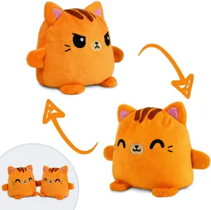 TeeTurtle | Plushmates | Cat | Orange Tabby | Happy   Angry | The Reversible Plush That Hold Hands! 4.5 inch