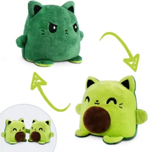 TeeTurtle - Plushmates - Magnetic Reversible Plushies that hold hands when happy - Avocado Cat - Huggable and Soft Sensory Fidget Toy Stuffed Animals That Show Your Mood - Gift for Kids and Adults!