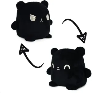 TeeTurtle - Plushmates - Magnetic Reversible Plushies that hold hands when happy - Black Bear - Huggable and Soft Sensory Fidget Toy Stuffed Animals That Show Your Mood - Gift for Kids and Adults!