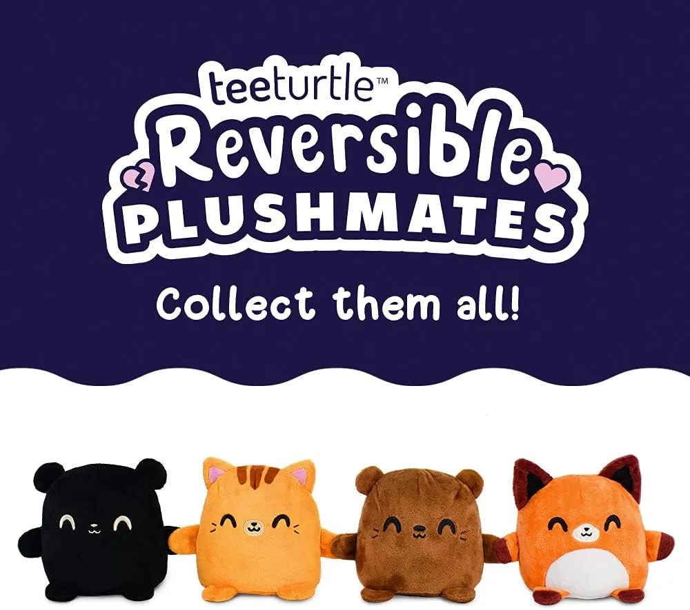 TeeTurtle - Plushmates - Magnetic Reversible Plushies that hold hands when happy - Black Bear - Huggable and Soft Sensory Fidget Toy Stuffed Animals That Show Your Mood - Gift for Kids and Adults!
