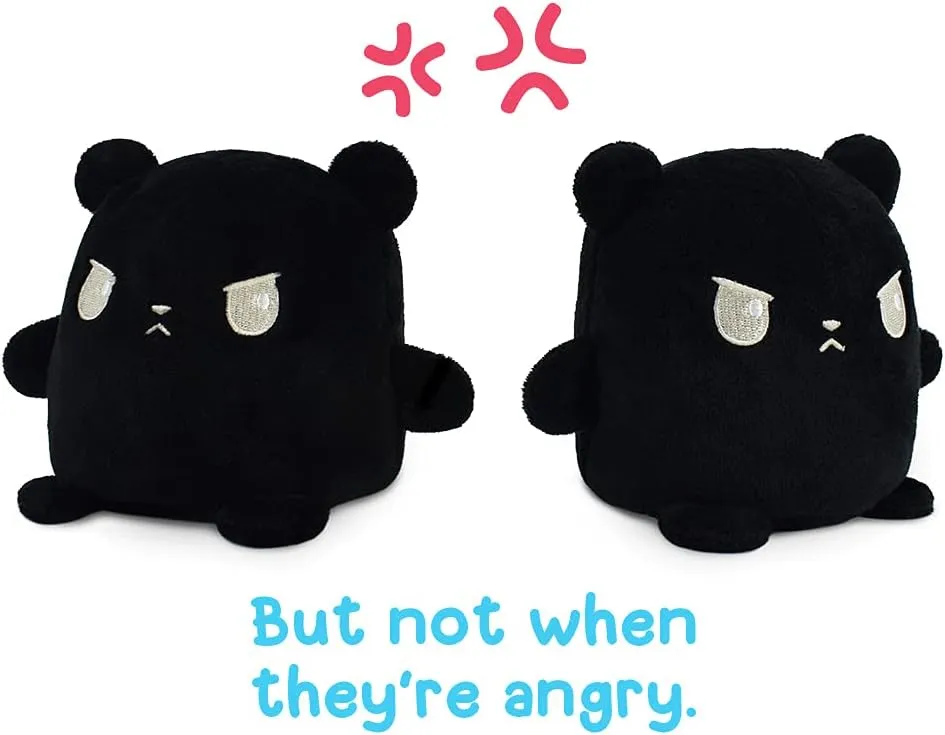 TeeTurtle - Plushmates - Magnetic Reversible Plushies that hold hands when happy - Black Bear - Huggable and Soft Sensory Fidget Toy Stuffed Animals That Show Your Mood - Gift for Kids and Adults!