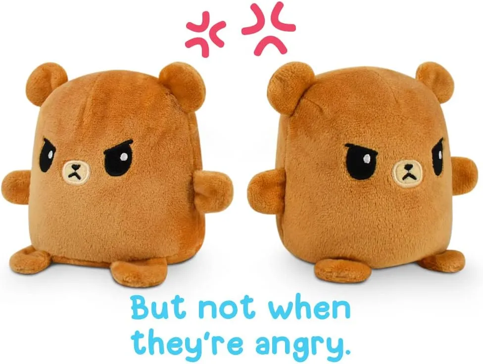 TeeTurtle - Plushmates - Magnetic Reversible Plushies that hold hands when happy - Brown Bear - Huggable and Soft Sensory Fidget Toy Stuffed Animals That Show Your Mood - Gift for Kids and Adults!
