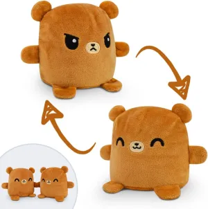 TeeTurtle - Plushmates - Magnetic Reversible Plushies that hold hands when happy - Brown Bear - Huggable and Soft Sensory Fidget Toy Stuffed Animals That Show Your Mood - Gift for Kids and Adults!