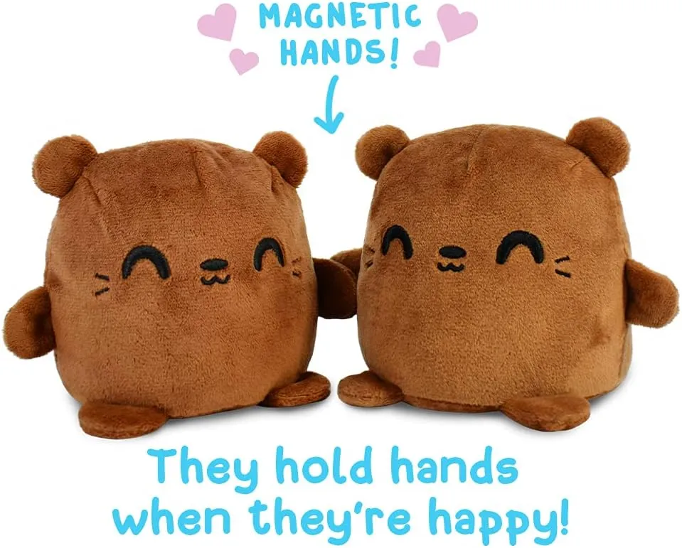 TeeTurtle - Plushmates - Magnetic Reversible Plushies that hold hands when happy - Otter - Huggable and Soft Sensory Fidget Toy Stuffed Animals That Show Your Mood - Gift for Kids and Adults!