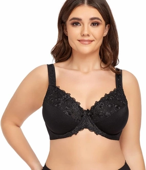 TELIMUSSTO Women's Full Coverage Underwire Bra Non Padded Floral Lace Bras Plus Size