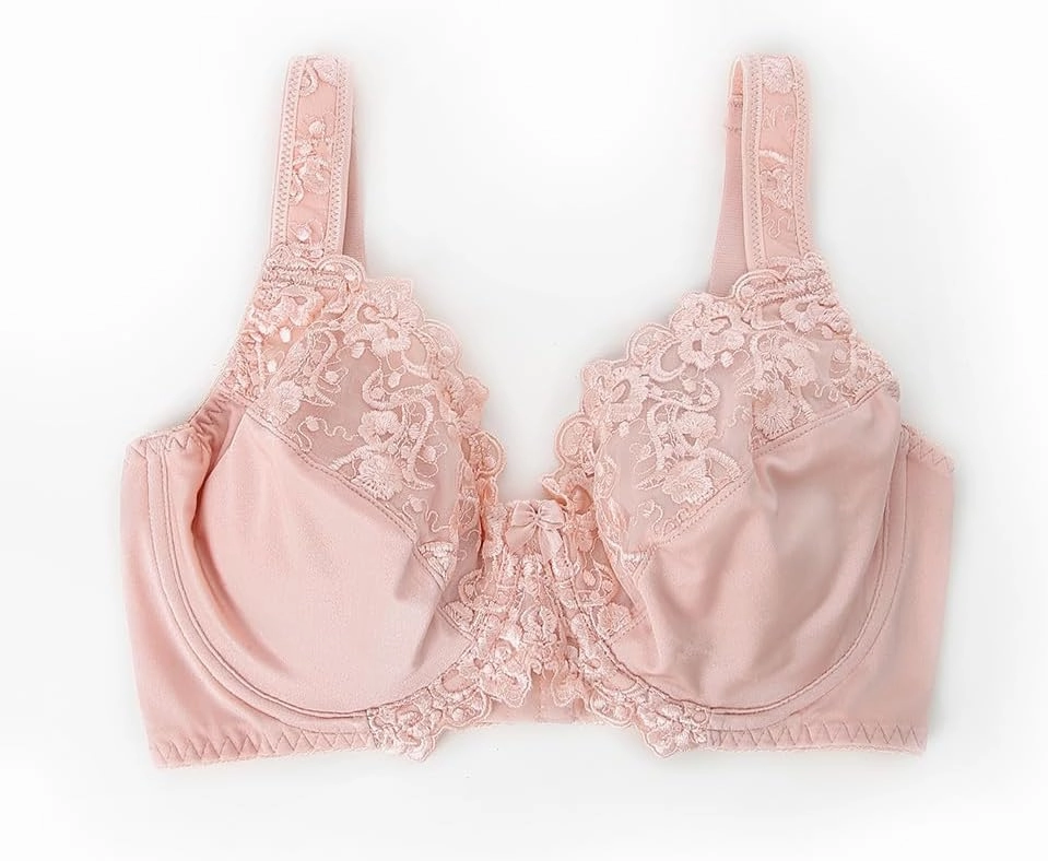 TELIMUSSTO Women's Full Coverage Underwire Bra Non Padded Floral Lace Bras Plus Size