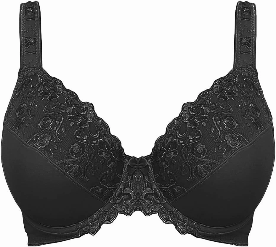 TELIMUSSTO Women's Full Coverage Underwire Bra Non Padded Floral Lace Bras Plus Size
