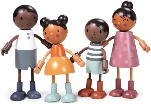 Tender Leaf Toys - Humming Bird Doll Family - Multicultural Wooden Dolls House Family Set with Flexible Arms and Legs - Inspires Endless Imaginative Play - Age 3 