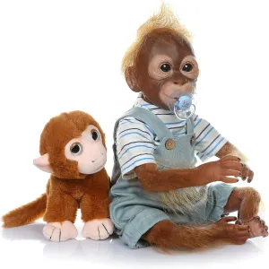 TERABITHIA 20 Inch Newborn Realistic Baby Doll Silicone Vinyl Reborn Monkey Dolls with Weighted Body Lifelike Flexible Collectible Art Doll That Look Real and Feel Real