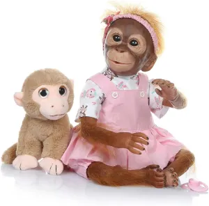 TERABITHIA 20 Inch Newborn Realistic Baby Doll Soft Vinyl Reborn Monkey Dolls with Weighted Body Lifelike Flexible Collectible Art Doll That Look Real and Feel Real