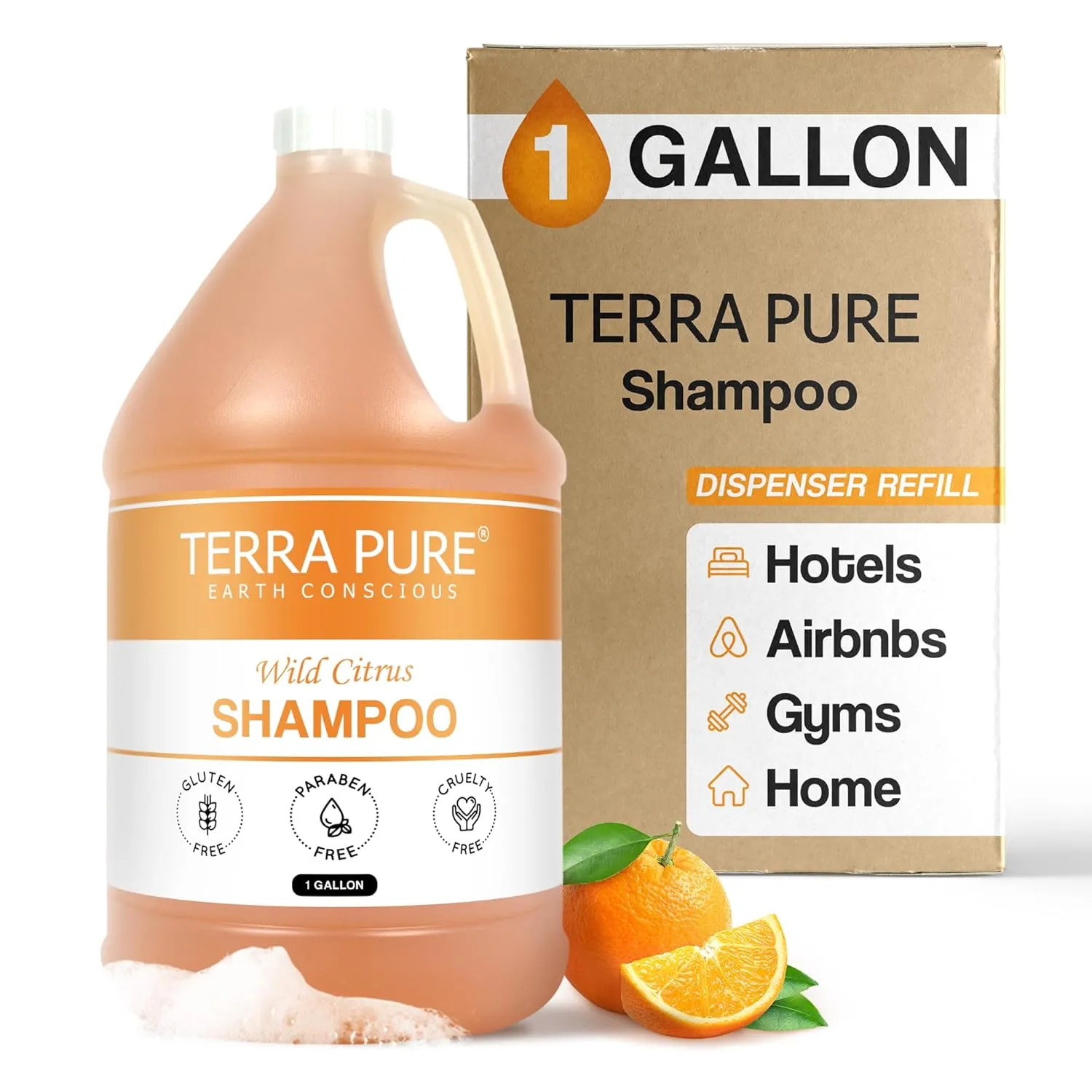 Terra Pure | 1 Gallon Shampoo| Luxury Hotel Toiletry Bulk Size| Designed to Refill Soap Dispensers | 128 oz