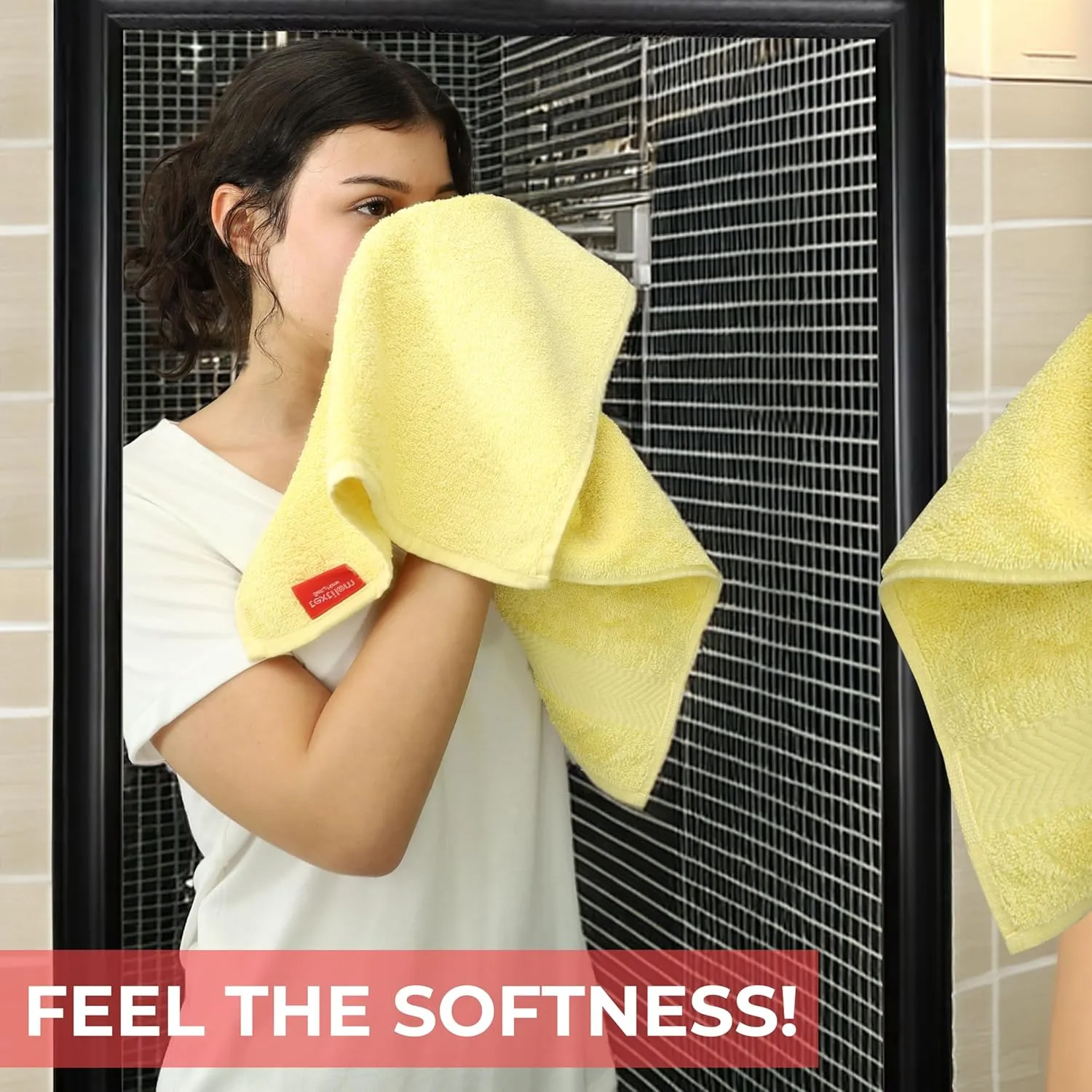 TEXTILOM 100% Turkish Cotton 6 Pcs Bath Towel Set, Luxury Bath Towels for Bathroom, Soft & Absorbent Bathroom Towels Set (2 Bathtowels, 2 Hand Towels, 2 Washcloths)- Yellow