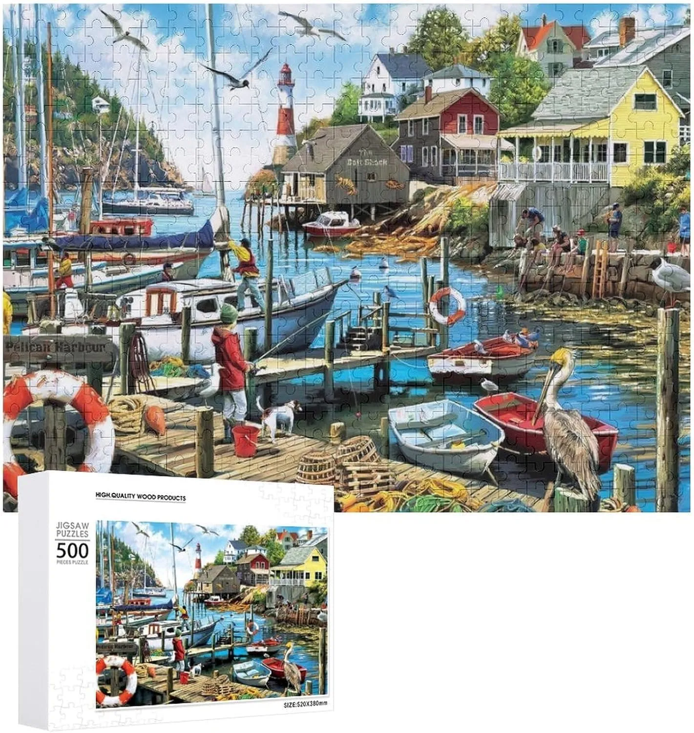 The Fishing Boat Returned to The Dock 500 Pieces Jigsaw Puzzle challenging and Stimulating Puzzle Game Wall Art Unique Gift