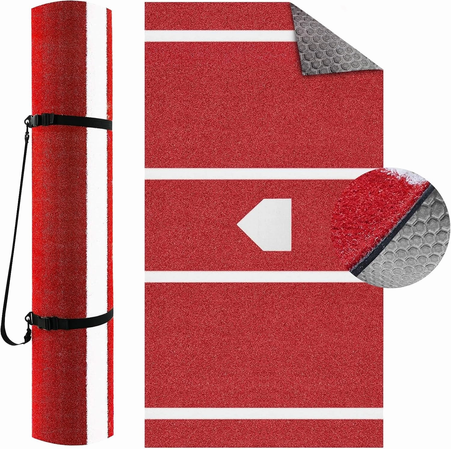 Thick Upgraded Version Baseball Batting Mat 12' x 5' Softball Inlaid Home Plate Turf Baseball Hitting Training Mat Antifade Batters Box Turf Portable Practice Mat with Carry Strap