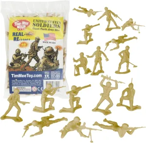 TimMee Plastic Army Men - Tan 48pc Toy Soldier Figures - Made in USA