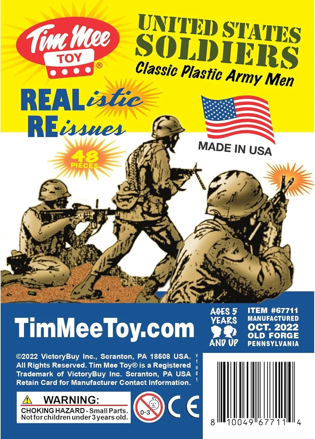 TimMee Plastic Army Men - Tan 48pc Toy Soldier Figures - Made in USA