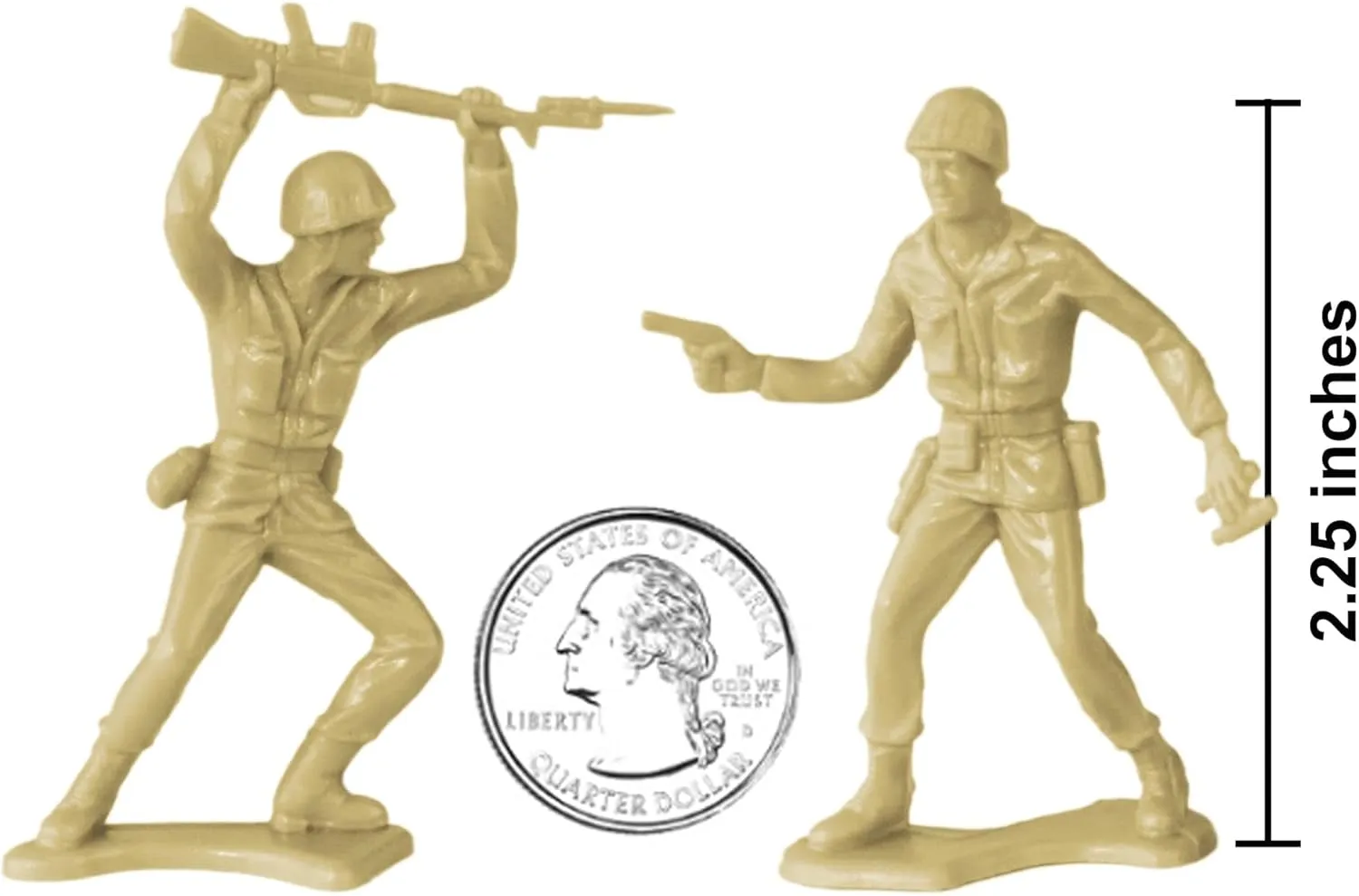 TimMee Plastic Army Men - Tan 48pc Toy Soldier Figures - Made in USA